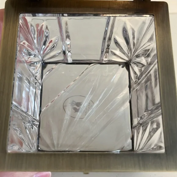 Vintage Cut Crystal Brass Hinged Jewelry Casket Box Vanity  Castilian Imports - Picture 6 of 11